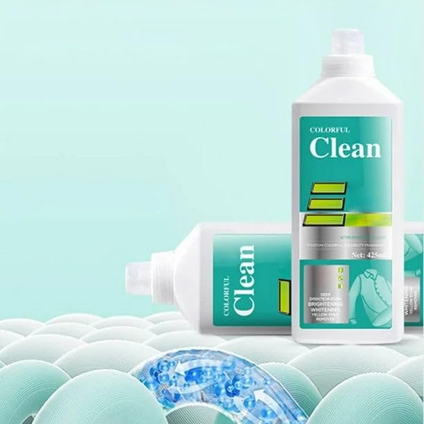 Colorful Clean Oxygen Bleach Liquid | Color-Safe Laundry Brightener & Stain Remover | Gentle on Clothes & Fabrics | 425ml (Pack 2 x 425Ml) - Image 5 thumbnail