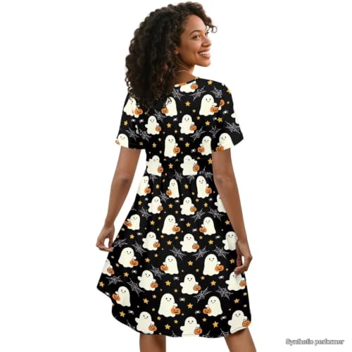 Image of Women's Summer Dresses Short Sleeve Formal Dresses with Pockets | Lightweight polyester fabric delivers cool airflow during hot summer outdoor activities