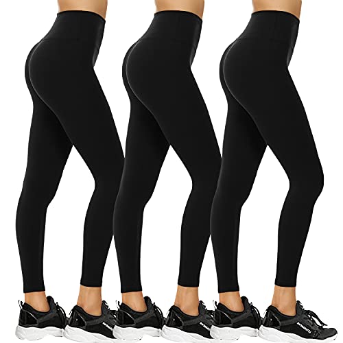 Opuntia 3 Pack Black Leggings for Women Tummy Control Yoga Pants High Waisted Capri Leggings Workout Running Cloth Plus Size