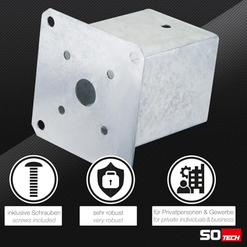 Anclaje al suelo cuadrado SOTECH de acero galvanizado en caliente para postes de madera 4