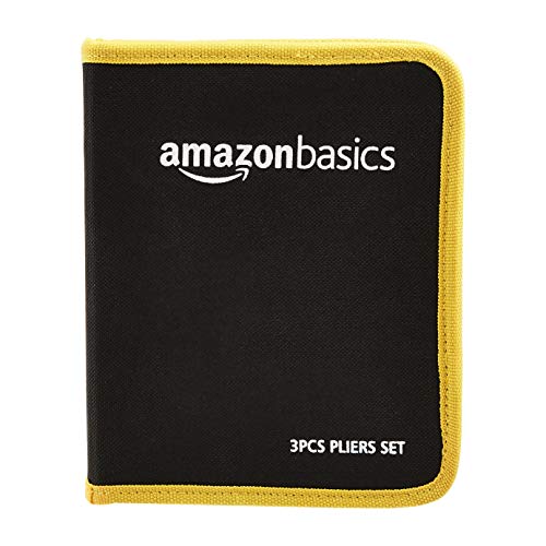 Amazon Basics Pliers Set With Durable Nylon Case - 3-Piece (6-Inch Diagonal, 6-Inch Slip Joint, 6-Inch Long Nose) #TOP3