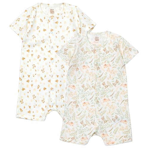 2-Pack Short Sleeve Baby Boy Rompers - Woodland Collection
