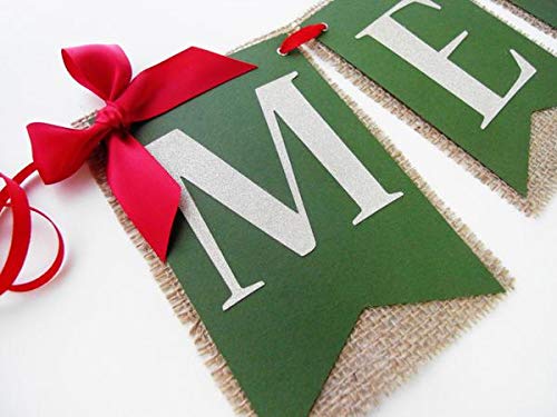 Merry Christmas Banner Holiday Burlap Banner Mantle Decor Handmade