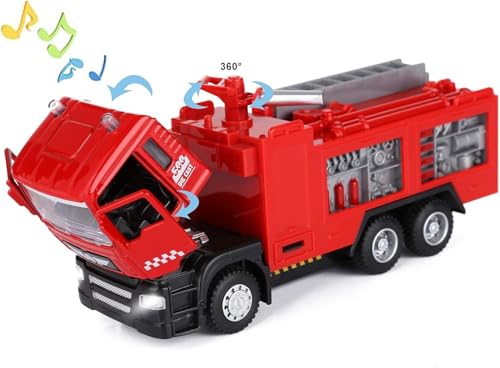 Image of Micro Fire Truck Toy with Light & Sound | Mini Rescue Vehicle for Kids Boys Age 3-7 Years | Red Fire Engine Play Toy for Birthday Gift, Pretend Play & Emergency Vehicle Collection