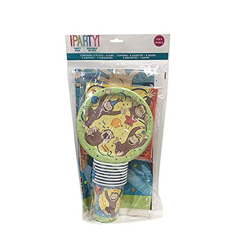 おさるのジョージ パーティー 4点セット 14436 ペーパープレート ペーパーカップ テーブルクロス ペーパーナプキン 紙皿 紙コップ インポート