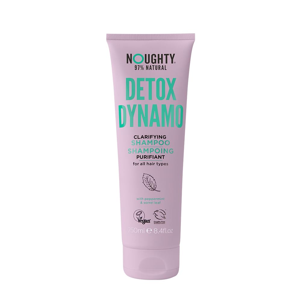 Noughty 97% Natural Detox Dynamo Clarifying Shampoo to Refresh Hair and Remove Residue, Suitable for Every Day Use with Peppermint and Sorrel Leaf, Sulfate Free Vegan Haircare 8.4fl.oz