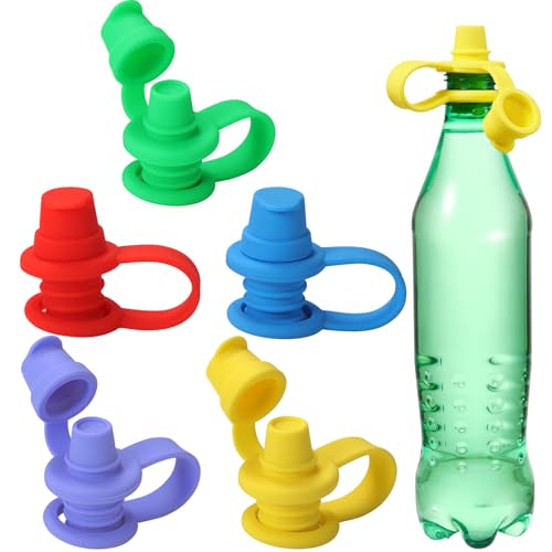 Image of No Spill Silicone Bottles Top Spout for Toddlers, Water Bottle Topper for Toddlers, Water Bottle Spout Adapters, Protects Kids Mouth, 5 Pack (Upgraded)