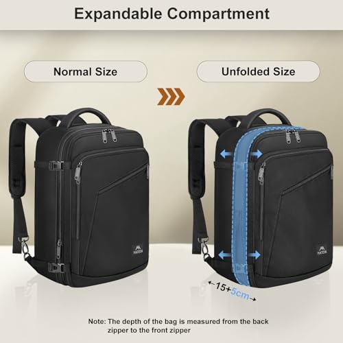 MATEIN Expandable 20L Cabin Backpack - Ryanair Approved Black - Image 2