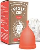 Pixie Cup Soft Menstrual Cup - Ranked 1 for Most Comfortable Reusable Period Cup - Buy One We Give One - Includes Ebook Guide, Flushable Wipes, Lube, & Storage Bag - Tampon and Pad Alternative