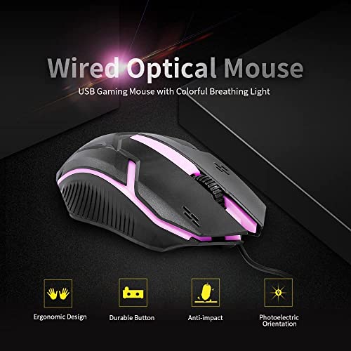 Image of Dhruvga Gaming Wired Optical Mouse 1200DPI Ergonomic Mouse with Colorful RGB Breathing Backlite Mouse. (DHV-GMS-0243)