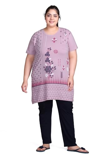 Image of In Love Women's Plus Size Printed Cotton Night Suit Set Short Sleeve | Cotton fabric - soft night suit set for sleepwear and home comfort