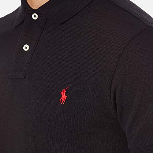 POLO RALPH LAUREN Men Classic Fit Mesh Polo Shirt (Medium, Black/Red Pony)2