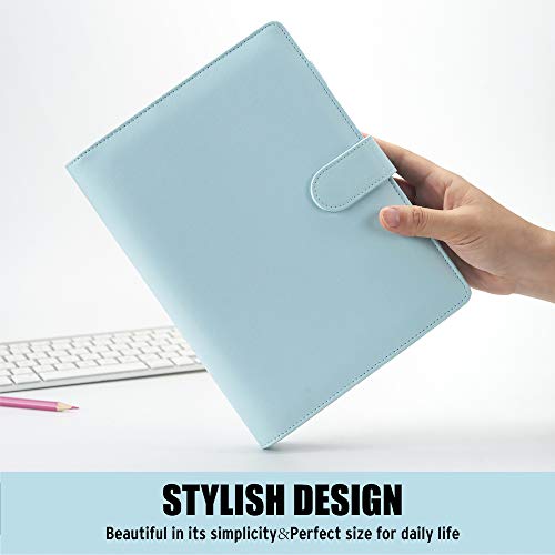 Image of Sooez A5 Notebook Photocard Binder, 6 Ring Planner, Stylish Loose Leaf Personal Organizer Cover with Magnetic Buckle, PU Leather Binder Women with Macaron Colors (Mint Blue)