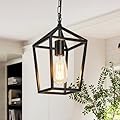 LZZDUJIA Farmhouse Industrial Chandelier, Adjustable Light Pendant for Kitchen Island, Dining Room, Vintage Black Metal Linear Lighting