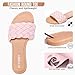 FITORY Womens Flat Sandals Fashion Round Open Toe Slip On Slides with Braided Strap Slippers for Summer Size 11 Light Pink