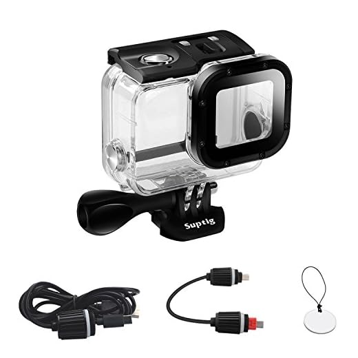 Suptig Fodral, vattentätt fodral, undervattensfodral, laddningsfodral, dykhus kompatibel Gopro Hero 7 Black, Hero 6, Hero 5, Hero 2018 vattentät 50 m (50 meter)