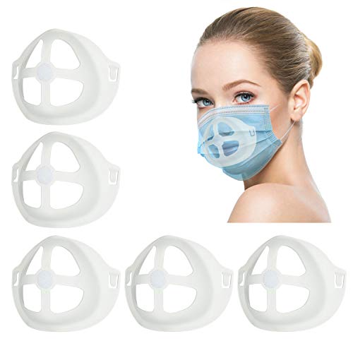 3D Mask Bracket for Comfortable Wearing Mask, Protect Lipstick Lips - Internal Support Holder Frame Nose Breathing smoothly - DIY Face Mask Accessories (5 Pieces, Magic Tape Fixed)