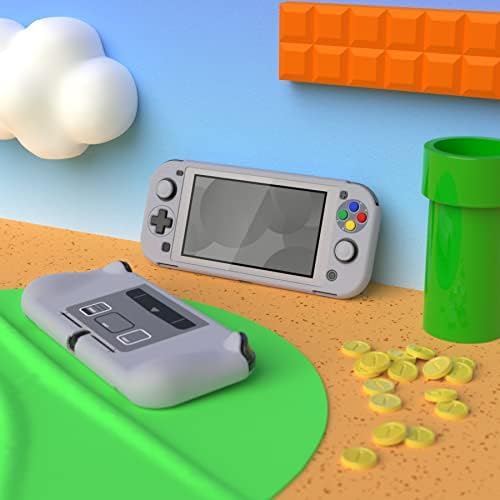 PlayVital ZealProtect Protective Case for Nintendo Switch Lite, Hard Shell Ergonomic Grip Cover for Nintendo Switch Lite w/Screen Protector & Thumb Grip Caps & Button Caps - SFC SNES Classic EU Style - 2