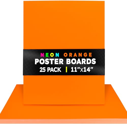 Image of Hygloss Medium Poster Board 11x14 - 25 Neon Orange Single Color Bulk Pack - 10 Pt. Thickness Colored Poster Board Paper for Projects, Signs, Displays - Posterboard Multipack 11 inch x 14 inch