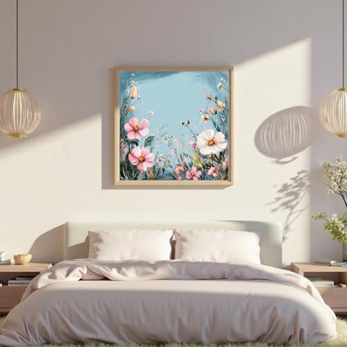 Image of Xinpinzhou Stamped Cross Stitch Kits for Adults - 11CT Flowers Pre Printed Cross-Stitch Patterns, Advanced Embroidery Kit for Beginners, 12x12 in DIY Crossstitch Crafts for Wall Decor or Mum Gifts
