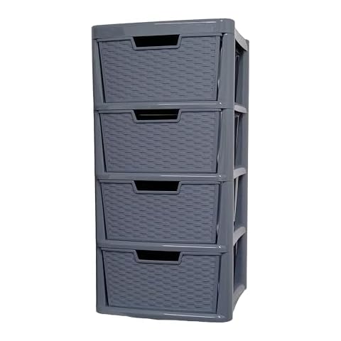 SIDSONS 4 Drawer Storage Unit Grey Rattan Cover