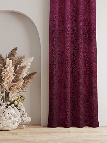 Image of Homefab India 2 Piece Velvet Window Curtains - 5 feet, Wine