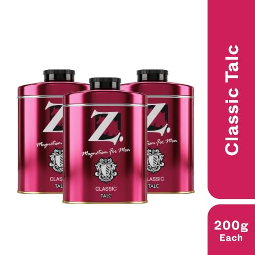 Image of Z Magnetism Classic Deodorizing Talcum Powder for Men (200g) | Signature Woody & Musky Fragrance | Fights Body Odor & Ensures Long Lasting Freshness | Suitable for All Skin Types 200x3 (Pack of 3)