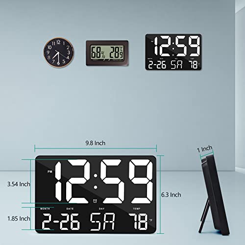 U-picks Digital Wall Clock, 11.5" Large Display With Wireless Remote Control, Oversize Alarm With Date Temp, 12/24H - Image 2