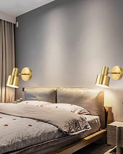 Hetolod Gold Wall Sconces Modern Wall Light Fixtures,Industrial Vintage E26 Wall Lamp Fixture Brass Adjustable Wall Lights，Bedside Lamp Bathroom Vanity Lights #TOP6