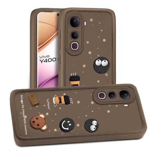 Image of AESTMO Back Case Cover for Vivo Y400 Pro 5G Cover | Cute Fun Cartoon 3D Ball | Coffee Silicone Case | Full Body Protection | Camera Protection Back Cover for Vivo Y400 Pro 5G (Brown)