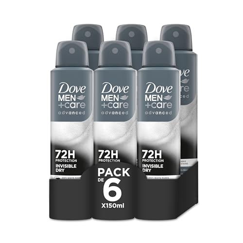 Dove Men+Care Aerosol Para Hombre Invisible Dry 72h 150 ML, pack de 6 unidades, El embalaje puede variar