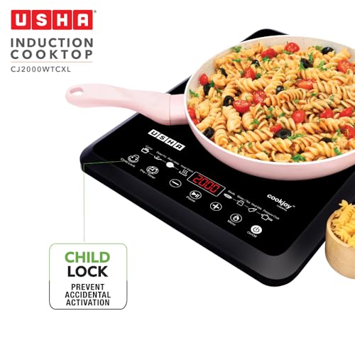 Image of Usha Cookjoy (Cj2000Wtc) 2000 Watt Induction Cooktop with Touch Control (Black), Sealed, 1 Burner