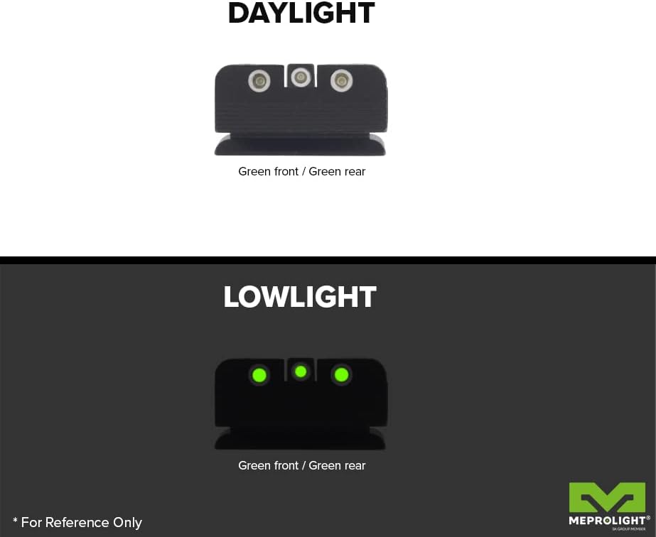 MEPRO Tru-Dot Adjustable Night tritium Sights Compatible with S&W K L N REV Green tritium dots Glow on Sight self Illuminated Meprolight Fixed Metal Sights