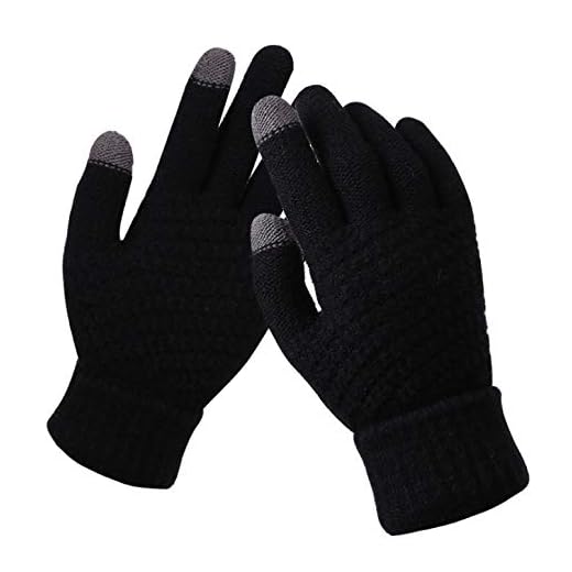 BSLVWG Guantes de Pantalla táctil de Invierno para Mujeres Guantes de Punto para Correr, Ciclismo, Senderismo, esquí (Negro)