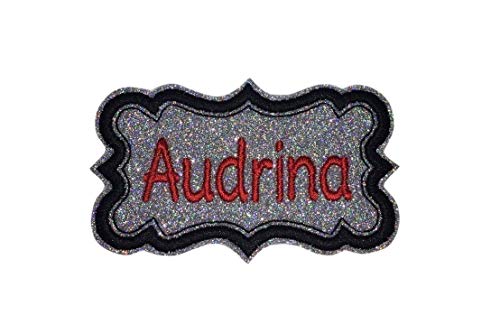 Name Patch - Custom Embroided Name Tag Iron On Patch With Your Name - Elegant Sparkling Glitter - Choose Your Glitter And Thread Colors!
