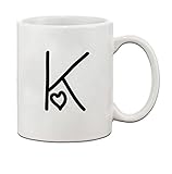 'K' Love Hearts Initial Monogram Personalized Letter K Ceramic Mug Coffe Cup - Holiday Christmas...