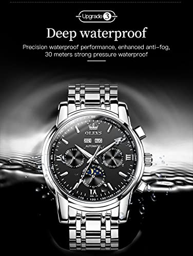OLEVS Self Winding Watches for Men Automatic Mechanical Dress Tourbillon Stainless Steel Date Calendar Waterproof Luminous Wrist Watch - Image 6