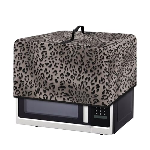 Image of Microwave Oven Cover Air Fryer Toaster Oven Dust Cover with Handle, Stain-Resistant Small Electric Appliance Protector for Kitchen Decor, L, Gray Leopard Print