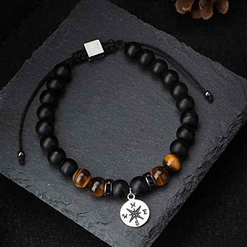 Joycuff Graduation Gifts For Son Class Of 2023 Graduation Gifts College High School Grade 8 Graduation Congratulations Beaded Bracelets Decorations Senior 2023 Natural Stone Compass Bracelets For Men #TOP3