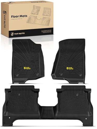 YHTAUTO Floor Mats Fit 2020-2025 Jeep Gladiator JT TPE All Weather Floor Liner Odorless Custom Fit Car Mats 1st & 2nd Row Set of 3