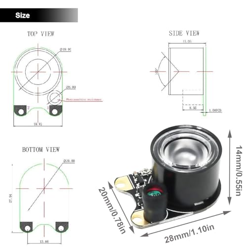 Youmile 2 Stück Infrarot LED Modul für Raspberry Pi Kamera 3W 850nm IR Nachtsicht Infrarot Strahler Lichtempfindliche Lampe 2 Lochabstand 13.66mm Einstellbarer Widerstand mit Schraubendreher