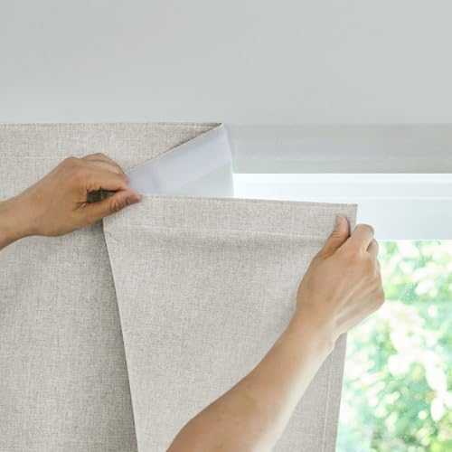 Jilron Selbstklebende Verdunklungsvorhänge, 100% Lichtundurchlässig, Ohne...