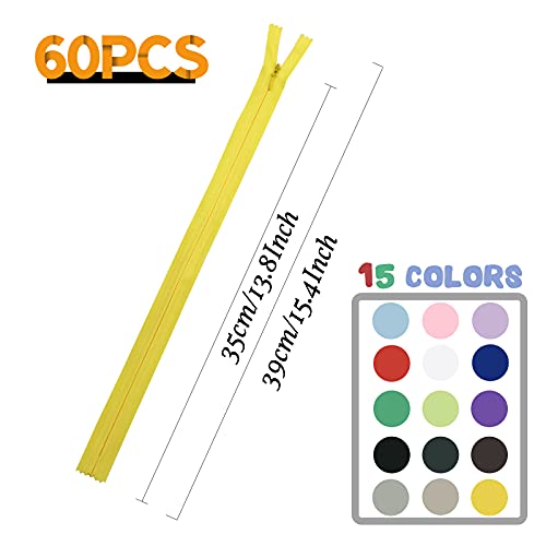 Image of Invisible Zippers, DOITEM 30pcs 14 Inch Invisible Multicolor Nylon Coil Zippers for Sewing and Crafts 15 Colors