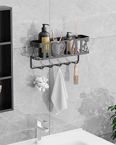 Image of Key Holder for Wall - Key Rack with 5 Key Hooks, 11.02 inch Lx2.75 inch Wx4.92 inch H, Key and Mail Organizer Wall Mount with Mesh Basket, Key Hanger for Wall, Entryway, Home Decor(Matte Black)