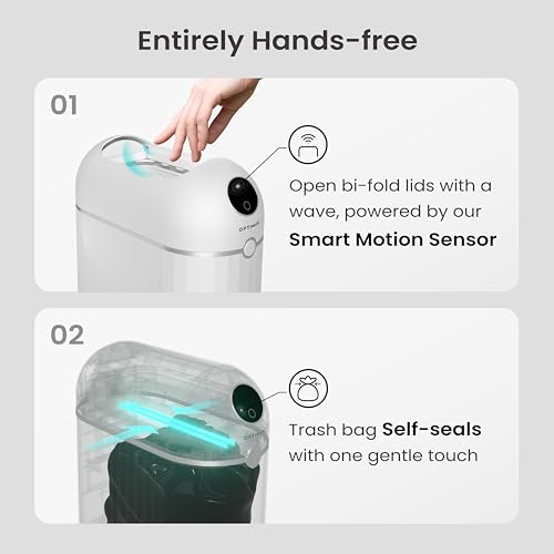 Image of Automatic Trash Can, Self Sealing and Self-Changing Smart Trash Can, Motion Sensor, Touchless Garbage can with lid for Kitchen Bathroom Office, 6 Refill Bag Rings (Neos)