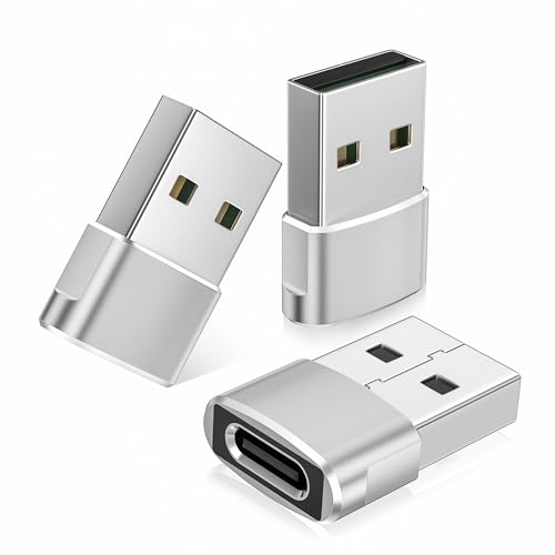 Basesailor Adaptador USB a USB C 3 Pack,USB C Hembra a USB Macho Conversor Cable Cargador Tipo A para iPhone 16 15 14 13 12 Mini Pro MAX,iPad Air 5,Samsung Galaxy S25 S24 S23 Ultra A90 A72 A73 A55