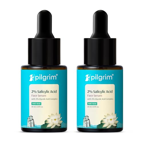 Image of Pilgrim Salicylic Acid 2% + Glycolic Acid 3% Anti Acne Serum for acne prone skin | All Skin Types | Korean Skin Care | For Men & Women | Vegan & Cruelty-free| 30ml (Pack of 2)