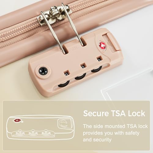 Image of Merax 3 Piece ABS Hardshell Luggage Sets Spinner Wheel Suitcase TSA Lock Suit Case, Tan, 20 /24 /28 Inch