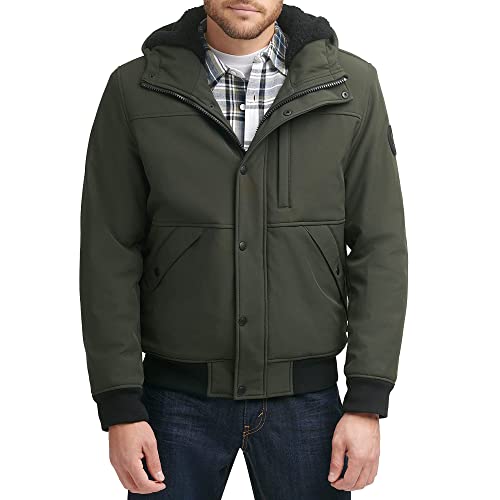Image of Levi's Men's Soft Shell Sherpa Lined Hooded Bomber Jacket
