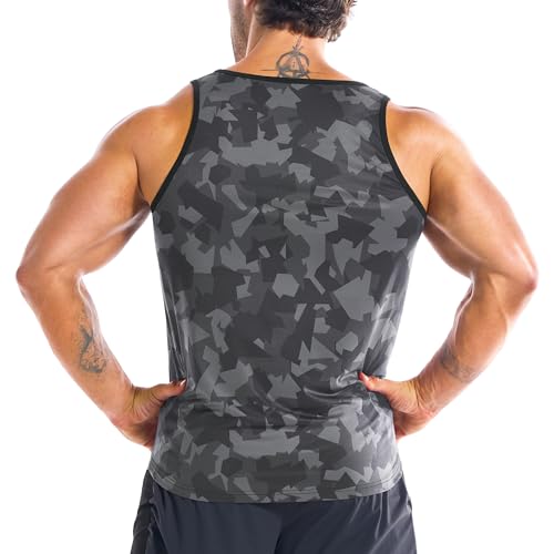 BROKIG Men's Irregular Gym Tank Tops 3 Pack Lightweight Quick Dry Running Sleeveless Shirts Bodybuilding Tee4